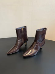 BOTTEGA VENETA 26S POINTED-TOE BOOTS 50 MM IN DARK BROWN CALFSKIN