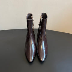 BOTTEGA VENETA 26S POINTED-TOE BOOTS 50 MM IN DARK BROWN CALFSKIN