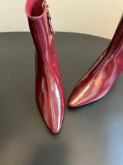 BOTTEGA VENETA 26S POINTED-TOE BOOTS 50 MM IN DARK RED CALFSKIN