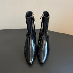 BOTTEGA VENETA 26S POINTED-TOE BOOTS 50 MM IN BLACK CALFSKIN