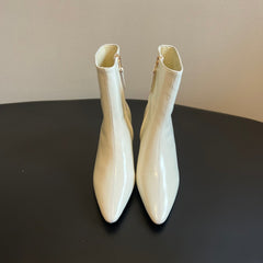 BOTTEGA VENETA 26S POINTED-TOE BOOTS 50 MM IN CREAM WHITE CALFSKIN