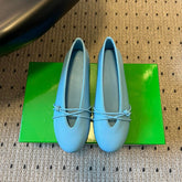 BOTTEGA VENETA 26S ESPADRILLE BALLET FLATS IN BLUE LAMBSKIN