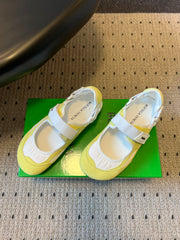 BOTTEGA VENETA 26S MARY JANE SNEAKER IN YELLOW SUEDE AND WHITE FABRIC