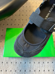 BOTTEGA VENETA 26S MARY JANE SNEAKER IN BLACK SUEDE AND FABRIC