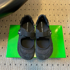 BOTTEGA VENETA 26S MARY JANE SNEAKER IN BLACK SUEDE AND FABRIC