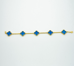 CLOVER BRACELET 5 MOTIFS BLUE AGATE