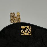 PAVED ANAGRAM MINI GOLD EARRINGS