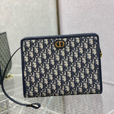 OBLIQUE BOOK TOTE 26 IN DARK BLUE MONOGRAM JACQUARD