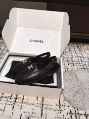SLINGBACK LOAFER IN BLACK CALFSKIN AND SHEARLING