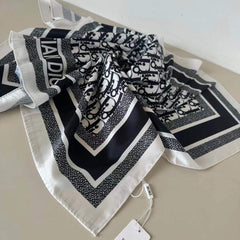 CD SCARF IN BLACK MONOGRAM PATTERN SILK