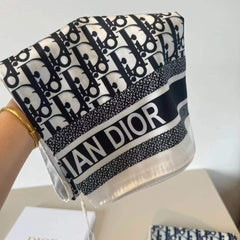 CD SCARF IN BLACK MONOGRAM PATTERN SILK