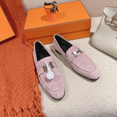 HM PARIS LOAFER IN PINK SUEDE SILVER HARDWARE