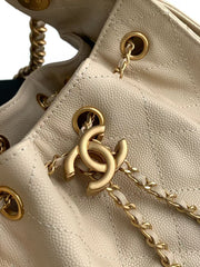 CC 25 MINI HANDBAG 22CM IN BEIGE GRAINED CALFSKIN GOLD HARDWARE