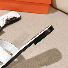 0RAN SANDAL IN BLACK MIX WHITE CALFSKIN