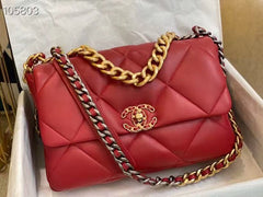 CC19 FLAP BAG 30 IN RED GOATSKIN