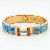 H GOLD BRACELET BLUE CERAMIC