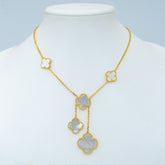 CLOVER GOLD MOP NECKLACE 6 MOTIF