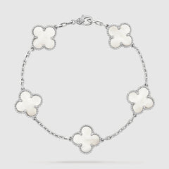 CLOVER SILVER MOP 5 MOTIF BRACELET