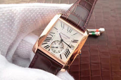 TANK MC ROSE GOLD 41 BROWN LEATHER STRAP