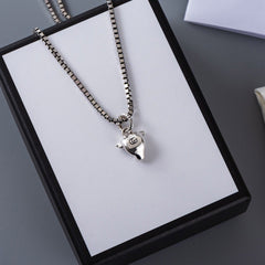 GG DOUBLE CLASSIC RETRO STERLING SILVER COW NECKLACE