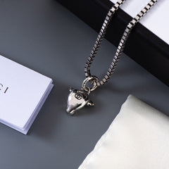 GG DOUBLE CLASSIC RETRO STERLING SILVER COW NECKLACE