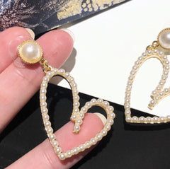 PEARL GOLD PLATED OPEN HEART EARRINGS