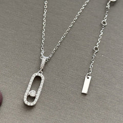 MOVE UNO LM SILVER DIAMOND PAVED NECKLACE
