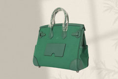 BIRKIN CARGO 25CM GREEN CANVAS AND LEATHER SILVER HARDWARE