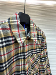 BURBERRY 25S KNITTED-COLLAR PLAID COAT 275