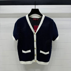 GUCCI SHORT-SLEEVE KNIT CARDIGAN 273214