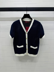 GUCCI SHORT-SLEEVE KNIT CARDIGAN 273214