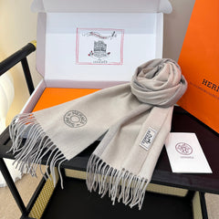 HERMES 25S SCARF 190 IN CASHMERE 986048