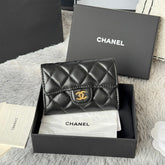 CHANEL 25S CLASSIC CARD HOLDER 11 IN BLACK LAMBSKIN GOLD HARDWARE