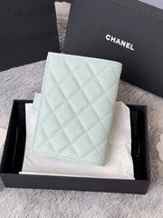 CHANEL 25S MULTI PURPOSE PASSPORT WALLET 15 IN SOFT MINT CALFSKIN GOLD HARDWARE