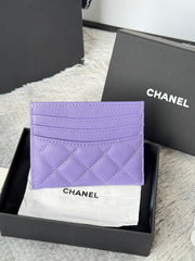 CHANEL 25S CARD HOLDER 11 IN LAVENDER PURPLE CAVIAR GOLD HARDWARE