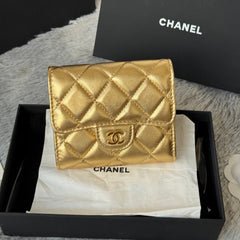 CHANEL 25S CF SMALL TRI FOLD WALLET 11 IN GOLD CAVIAR GOLD HARDWARE