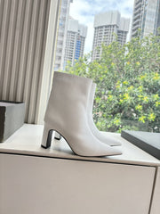 BALENCIAGA 25S ANKLE BOOTS IN WHITE COW LEATHER