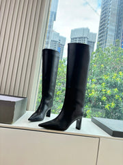 BALENCIAGA 25S HIGH BOOT IN BLACK EMBOSSED COW LEATHER