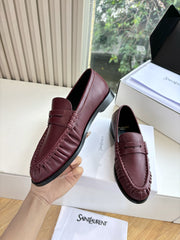 YSL 25S LOAFERS IN DARK RED LAMBSKIN