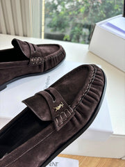 YSL 25S LOAFERS IN DARK BROWN SUEDE
