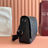 GUCCI 26S CROSSBODY BAG 33 IN BLACK EMBOSSED CALFSKIN