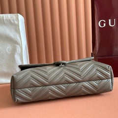 GUCCI 26S GG MARMONT BAG 37 IN BROWNISH GRAY CALFSKIN