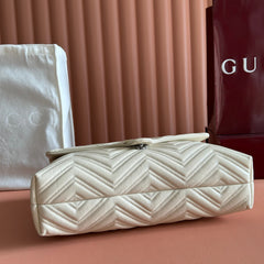 GUCCI 26S GG MARMONT BAG 37 IN CREAM WHITE CALFSKIN