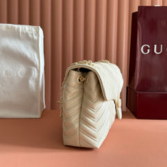 GUCCI 26S GG MARMONT BAG 37 IN CREAM WHITE CALFSKIN