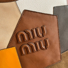 MIUMIU 26S IVY TOTE BAG 60 IN COGNAC CALFSKIN PATCHWORK GOLD HARDWARE