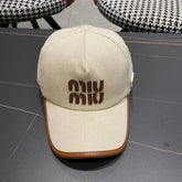 MM BASEBALL CAP IN LIGHT BEIGE FABRIC AND CALFSKIN