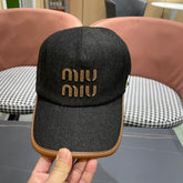 MM BASEBALL CAP IN BLACK DENIM AND CALFSKIN