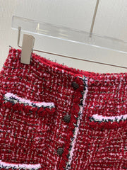 CHANEL 25S RED TWEED FOUR-POCKET SKIRT 314