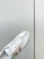 CELINE 25S JOGGER LOW LACE UP SNEAKER WITH TRIOMPHE IN WHITE GRAY SUEDE AND CALFSKIN