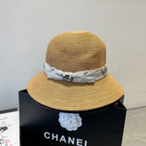 STRAW BUCKET HAT IN BROWN WITH RIBBON BOW 673978